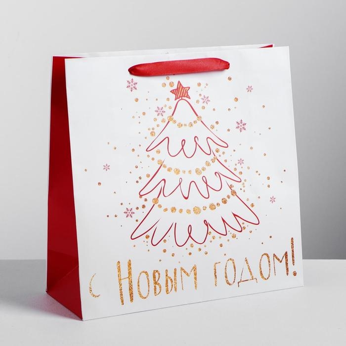 Пакет подарочный новогодний ламинированный квадратный «Снежного Нового года!», 30 х 30 х 12см, Новый год Пакет подарочный новогодний ламинированный квадратный «Снежного Нового года!», 30 х 30 х 12см, Новый год