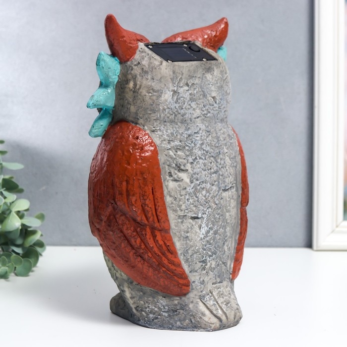 Сувенир полистоун свет Сувенир полистоун свет "Филин с суккулентами" от солнечной батареи 26,5х15,5 см