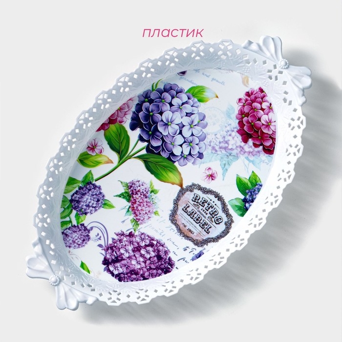 Поднос овальный Доляна «Пастораль», 36×22×5 см, цвет МИКС Поднос овальный Доляна «Пастораль», 36×22×5 см, цвет МИКС