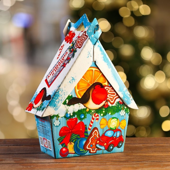 Новый год. Подарочная коробка Новый год. Подарочная коробка "Скворечник солнечный", 26 х 11 х 20,5 см.