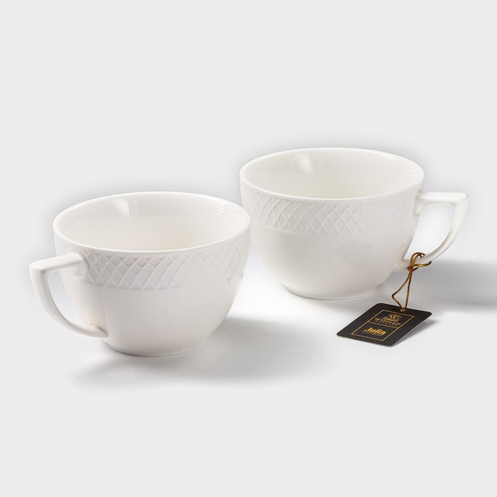 Набор кружек фарфоровых Wilmax &laquo;Юлия Высоцкая&raquo;, 2 предмета: 500 мл, цвет белый