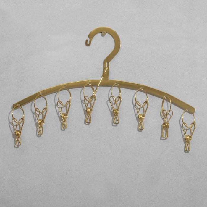 Вешалка для аксессуаров 8 прищепок, 34×21 см, цвет золото Вешалка для аксессуаров 8 прищепок, 34×21 см, цвет золото