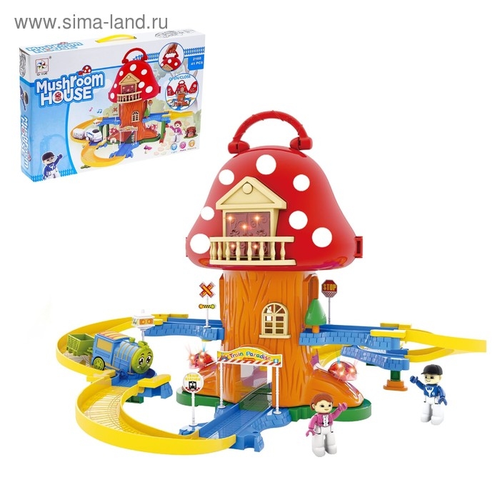 Железная дорога &laquo;Грибной домик&raquo;, световые и звуковые эффекты, работает от батареек