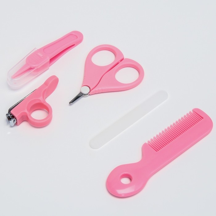 Набор по уходу за ребенком, 5 предметов (расческа, пинцет, ножницы, книпсер, пилка), цвет розовый Набор по уходу за ребенком, 5 предметов (расческа, пинцет, ножницы, книпсер, пилка), цвет розовый