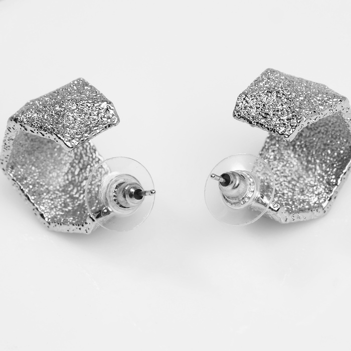 Серьги металл Серьги металл "Геометрия" объём, цвет серебро