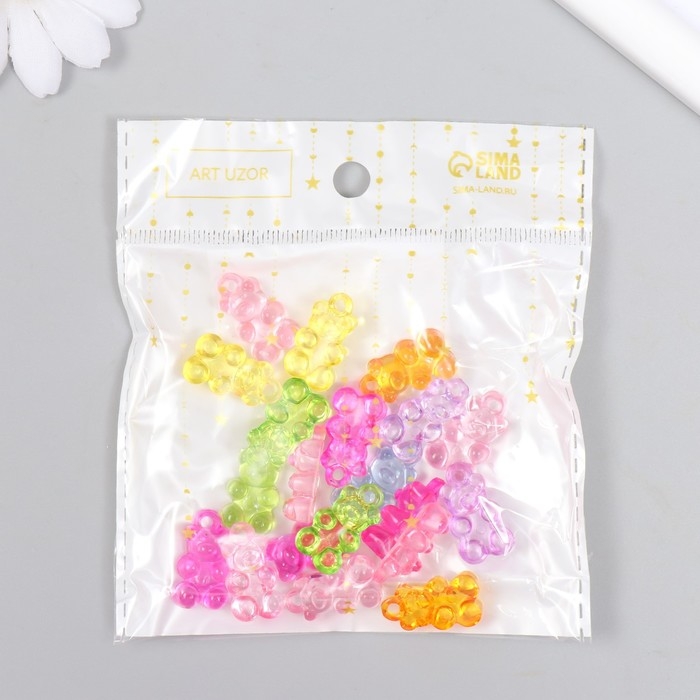 Декор для творчества пластик Декор для творчества пластик "Мармеладный мишка с петелькой" набор 20 шт МИКС 0,5х1,1х1,7 см