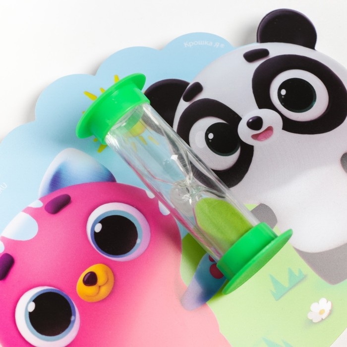 Набор зубная щётка и детские песочные часы для чистки зубов на присоске «Малыши-кругляши» Набор зубная щётка и детские песочные часы для чистки зубов на присоске «Малыши-кругляши»