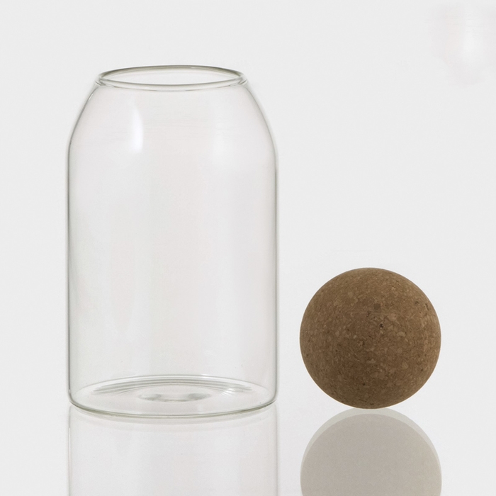 Банка стеклянная для хранения сыпучих продуктов &laquo;Эко. Шар&raquo;, 800 мл, 9&times;18,5 см, с пробковой крышкой
