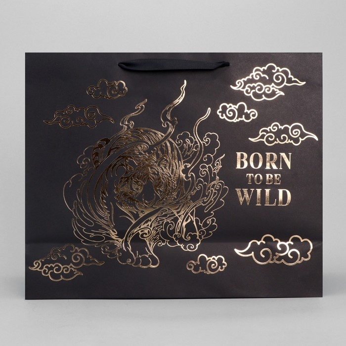 Пакет подарочный крафтовый с пластиковым окном, упаковка, «Burn to be wild», 31 х 26 х 11 см