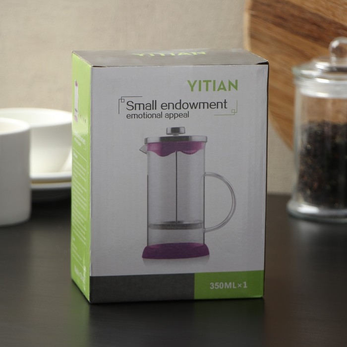 Чайник заварочный френч - пресс «Келли», 350 мл, стекло, цвет чёрный, рисунок МИКС Чайник заварочный френч - пресс «Келли», 350 мл, стекло, цвет чёрный, рисунок МИКС