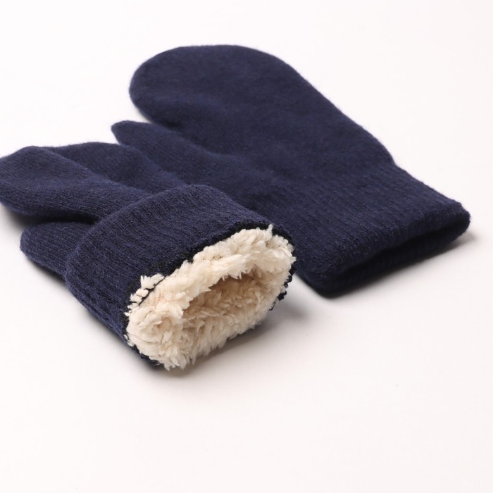 Варежки женские с мехом внутри ВЖ632-01, цвет темно-синий, р-р 7-8 Варежки женские с мехом внутри ВЖ632-01, цвет темно-синий, р-р 7-8