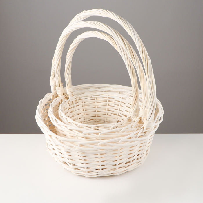 Набор корзин «Плетёнка», 3 шт, 38×13/41 см, 34×11/38 см, 30×9/34 см, ива Набор корзин «Плетёнка», 3 шт, 38×13/41 см, 34×11/38 см, 30×9/34 см, ива