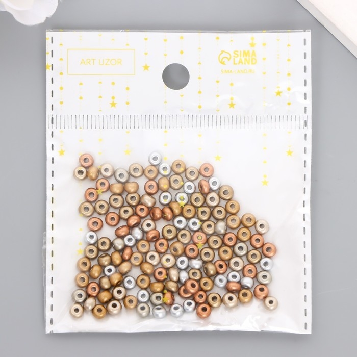 Бисер стекло 6/0  Бисер стекло 6/0 "Металлик. Меланж. Золото и серебро" 10 гр