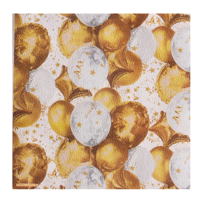 Салфетки бумажные двухслойные "Золотые шары", 33х33 см, набор 20 шт.