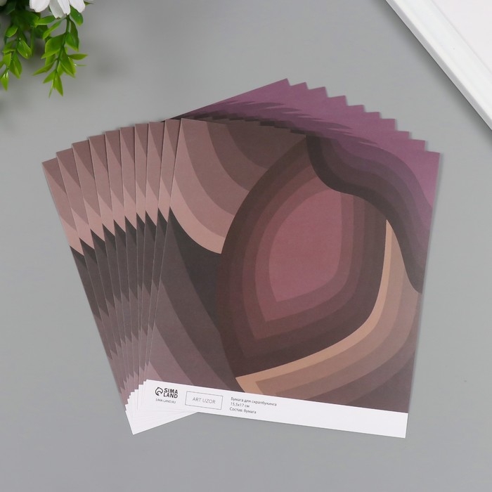 Бумага для скрапбукинга Бумага для скрапбукинга "Лепестки" плотность 180 гр набор 10 шт 15,5х17 см