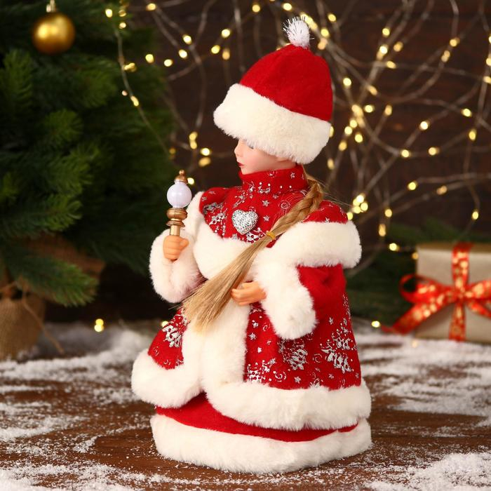 Снегурочка  Снегурочка "В красной шубке с сердечком" двигается, 30 см