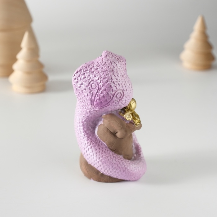 Сувенир полистоун Сувенир полистоун "Сиреневая кобра с мешком монет" 4х4х8 см