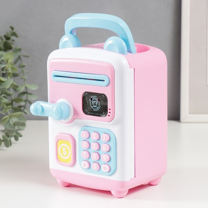 Копилка пластик "Сейф с ушками" кодовый замок, звук АА МИКС 19,5х14х26 см