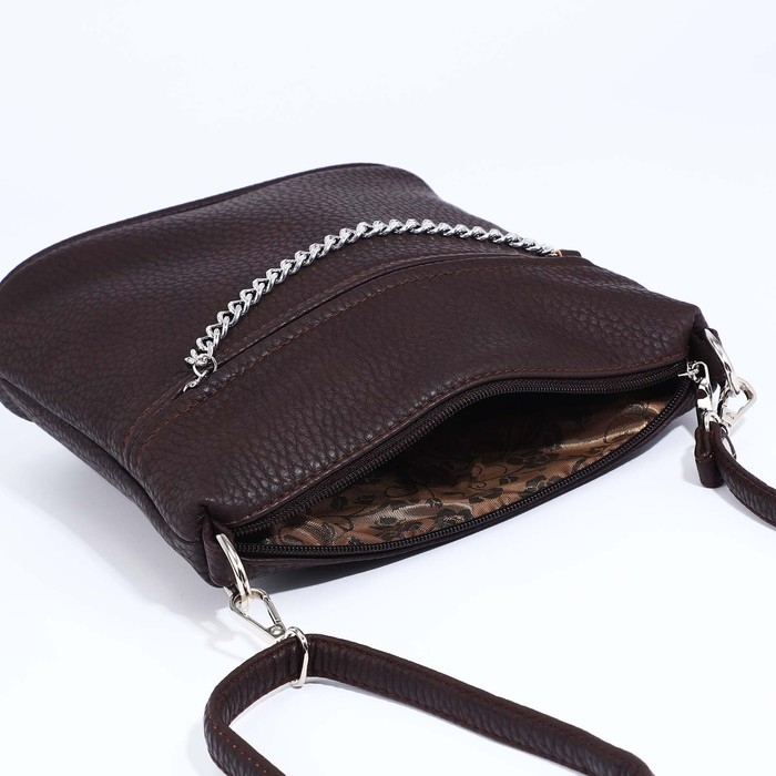 Сумка кросс-боди Janelli на молнии, 2 наружных кармана, цвет тёмно-коричневый Сумка кросс-боди Janelli на молнии, 2 наружных кармана, цвет тёмно-коричневый