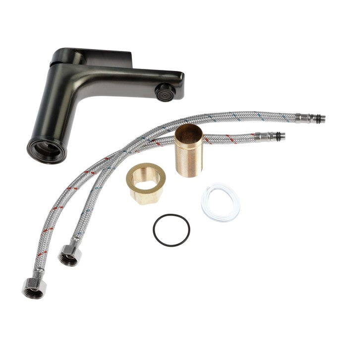 Смеситель для раковины ZEIN Z3769, однорычажный, высота излива 10.5 см, графит Смеситель для раковины ZEIN Z3769, однорычажный, высота излива 10.5 см, графит