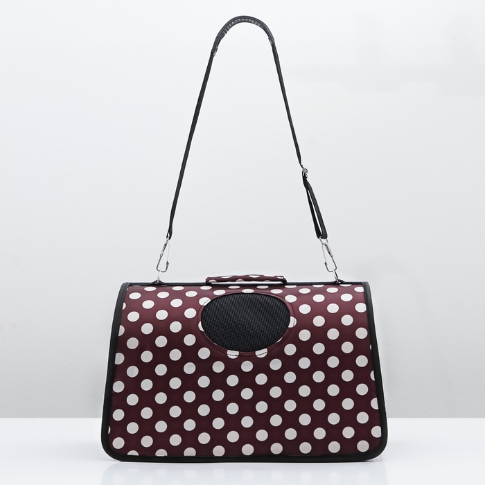 Сумка - переноска для животных  Сумка - переноска для животных "Горошек", коричневая, размер М, 40 х 21 х 27 см