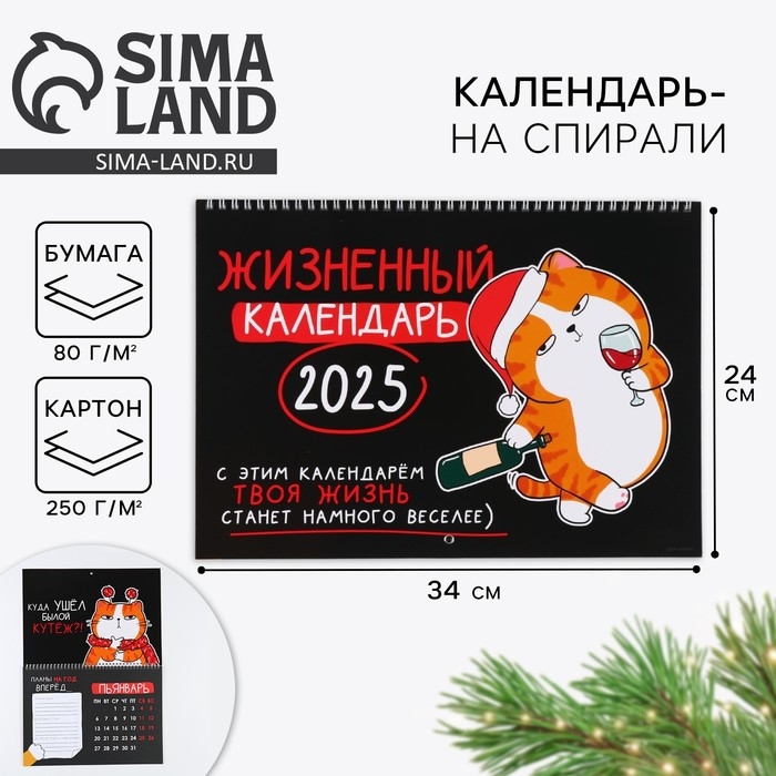 Календарь 2025 настенный, на спирали «Новый год: Жизненный», 34 х 24 см
