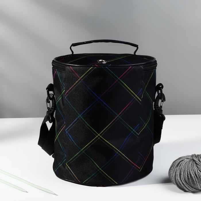 Сумка-футляр «Неон», 2 люверса, d = 21 × 23 см, цвет чёрный/разноцветный Сумка-футляр «Неон», 2 люверса, d = 21 × 23 см, цвет чёрный/разноцветный