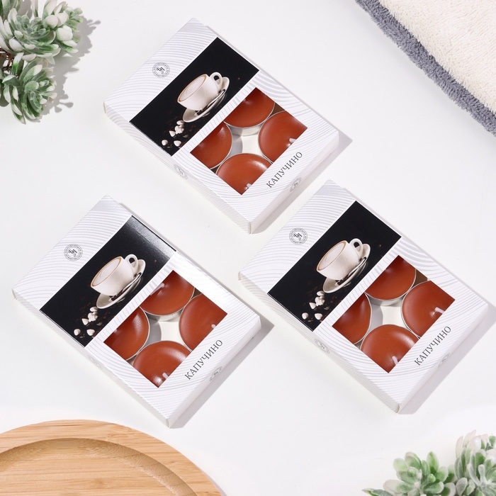 Свечи чайные ароматизированные Свечи чайные ароматизированные "Капучино" в подарочных коробках, 18 шт