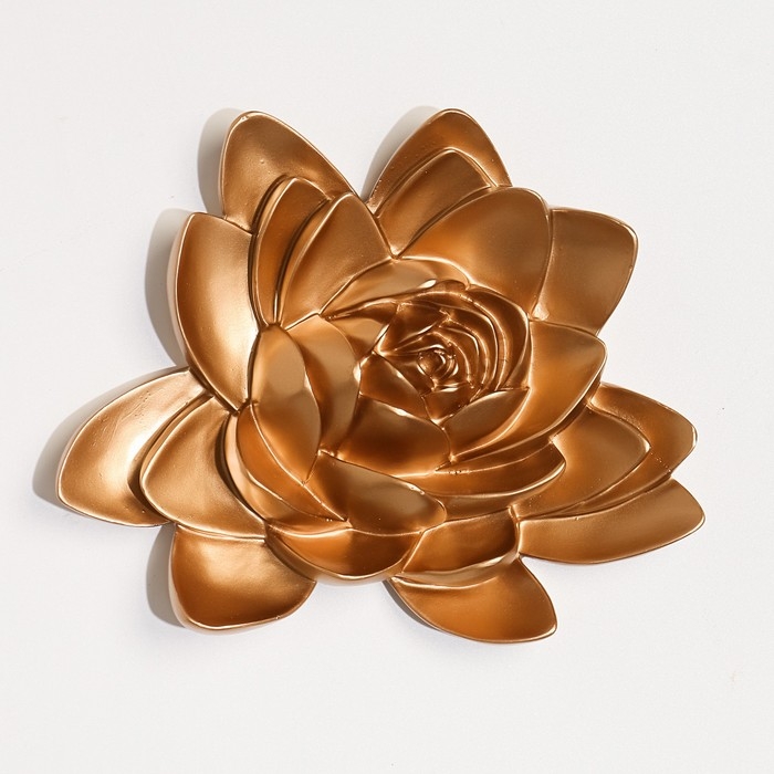 Декорация настенная панно, Декорация настенная панно, "Лотос" 14 x 15 см, золото