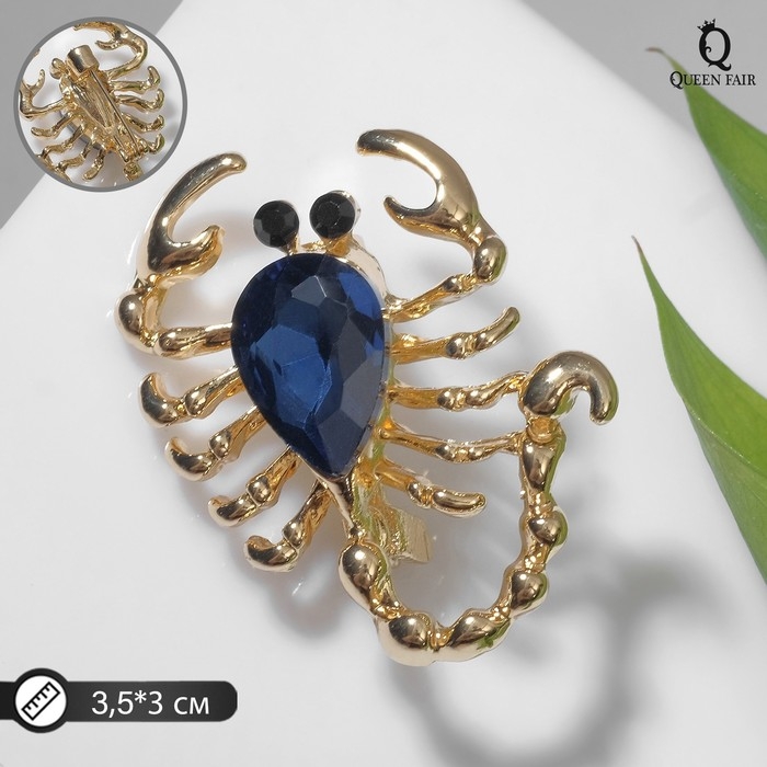 Брошь «Скорпион» капля, цвет чёрно-синий в золоте Брошь «Скорпион» капля, цвет чёрно-синий в золоте