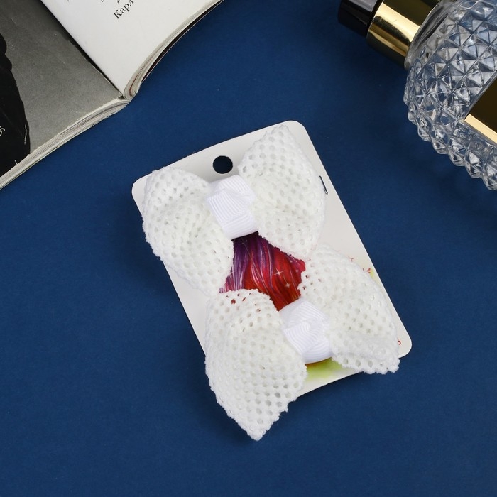 Зажим для волос  Зажим для волос "Школьница" (набор 2 шт) галант, 6 см, белый