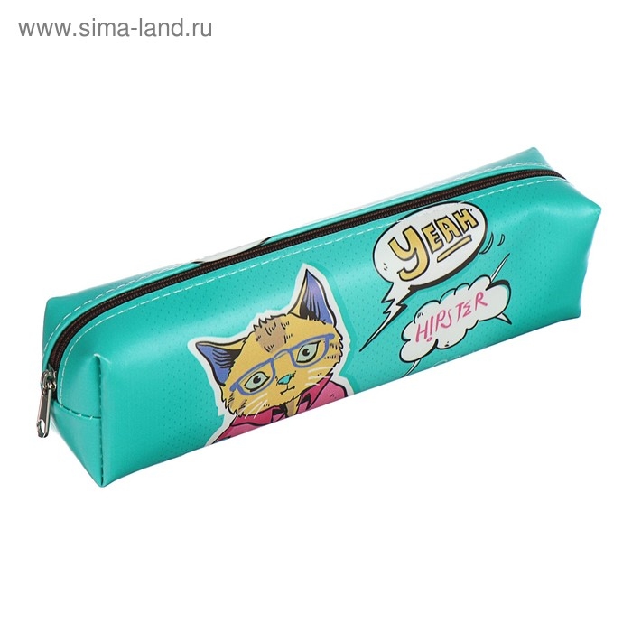 Пенал школьный Пенал школьный "Прикольный кот", на молнии, МИКС