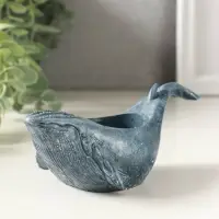 Подставка для мелочей "Кит" 6х14х5 см, гипс, серо-голубой