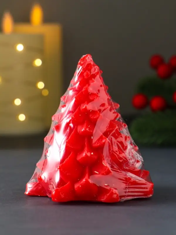 Свеча "Ель пушистая" 80х80х90 мм, красная