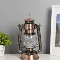 Ночник декоративный LED, аккум 5800mAh 3,7V "Фонарь" регулятор яркости бронза 11,5х16х24 см   109144