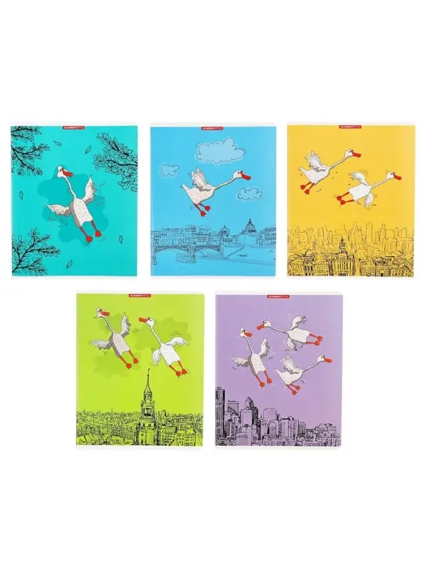 Тетрадь 48 листов, в клетку «Гуси в городе», мелованный картон, МИКС Тетрадь 48 листов, в клетку «Гуси в городе», мелованный картон, МИКС