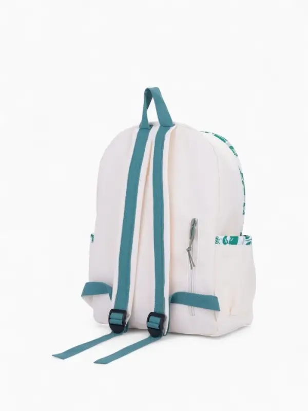 Рюкзак школьный на молнии, с карманами, принтом, 27&times;13&times;39 см, белый