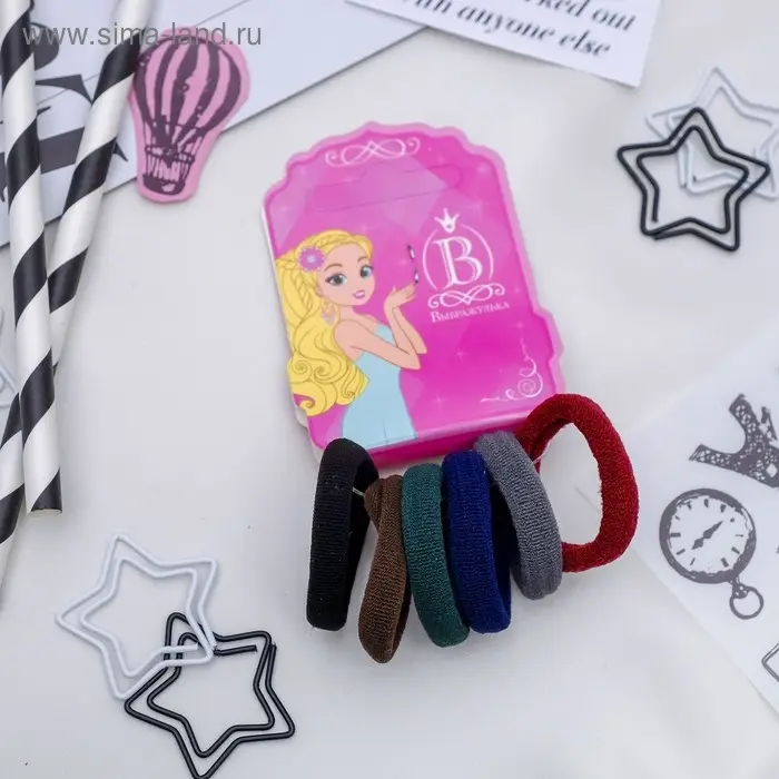 Резинка для волос Резинка для волос "Махрушка" (набор 6 шт) тёмные тона, 3 см