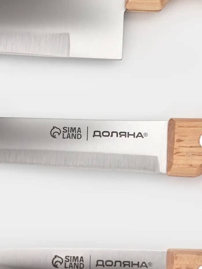 Набор кухонных ножей Доляна Wood, набор 3 шт., лезвие: 8 см, 12 см, 19.5 см, ручка деревянная
