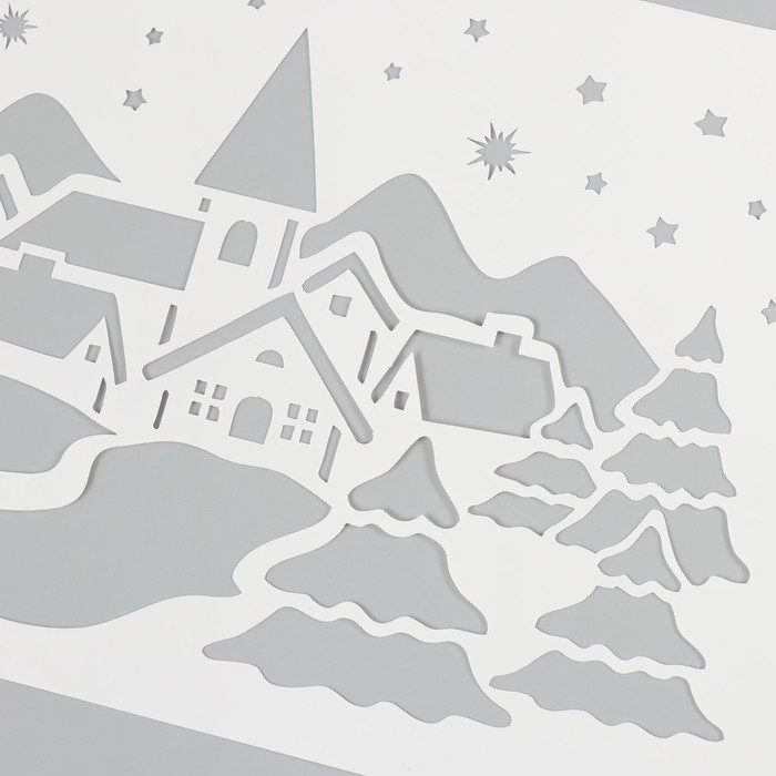 Трафарет пластиковый Трафарет пластиковый "Зимняя деревня", размер 16х24 см