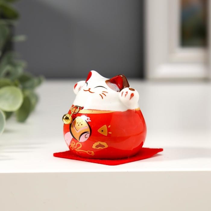 Сувенир керамика Сувенир керамика "Кот Манэки-нэко яркий с колокольчиком" МИКС 5х5,2х4,6 см