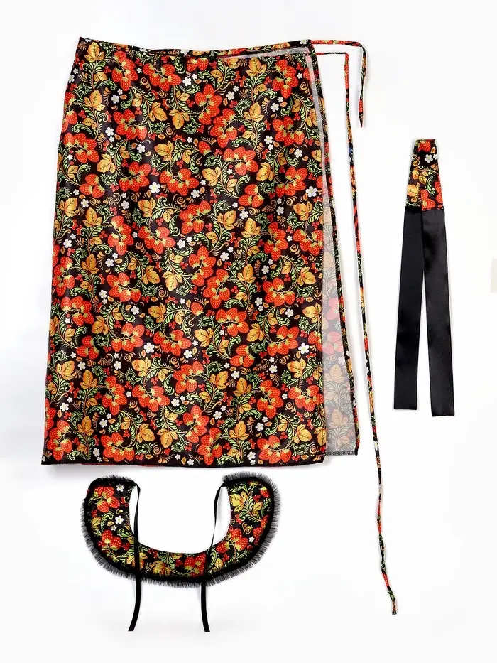 Карнавальный набор "Народная краса" юбка р-р 40-48, воротник, повязка, цвет чёрный