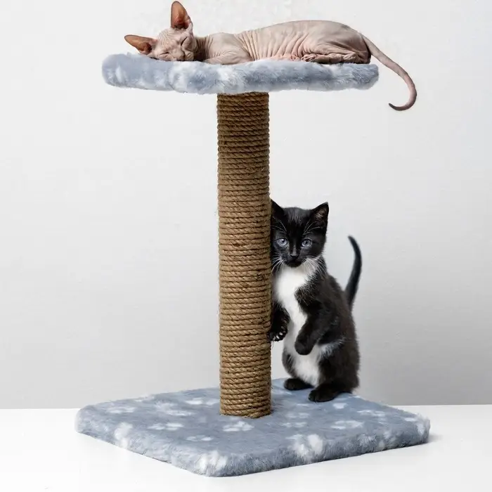 Когтеточка &laquo;Полка&raquo;, 30&times;30&times;40 см, с подставкой, джут, серая