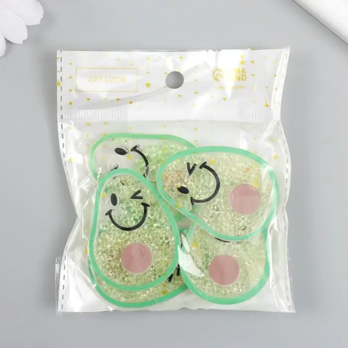 Шейкер для творчества акрил "Авокадо с рожицей" с бисером 0,5х3,7х5,5 см