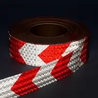 Светоотражающая лента, самоклеящаяся, красно-белая, 5 см &times; 25 м