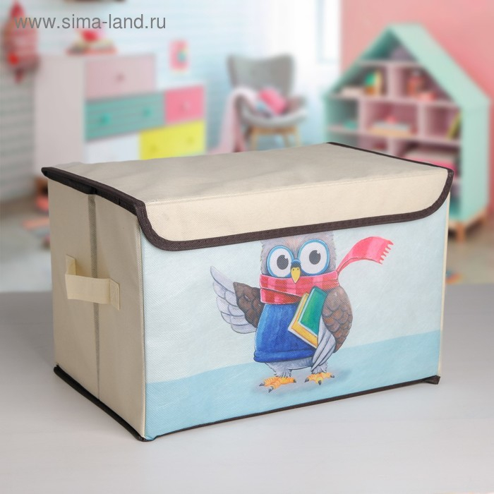 Короб стеллажный для хранения с крышкой «Умная сова», 39×25×25 см Короб стеллажный для хранения с крышкой «Умная сова», 39×25×25 см