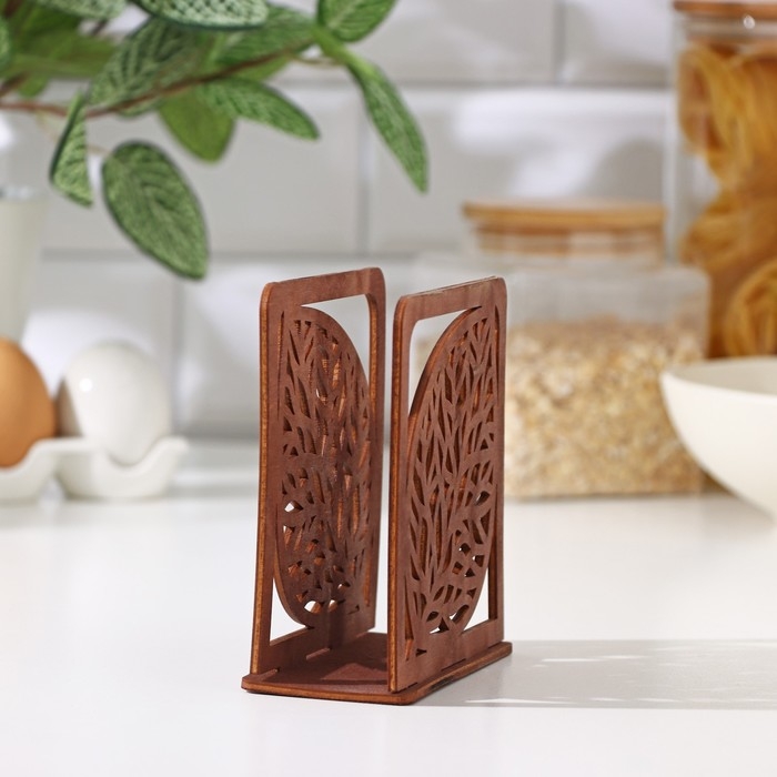 Салфетница деревянная «Листочек», 12×12×5,5 см, цвет коричневый Салфетница деревянная «Листочек», 12×12×5,5 см, цвет коричневый
