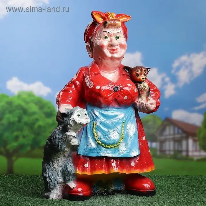 Садовая фигура  Садовая фигура "Тёща с котом и собакой" 51х44х77см МИКС