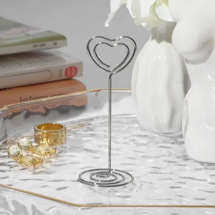 Ценникодержатель с зажимом «Сердце», 3,3×3,3×8,3 см, цвет серебро