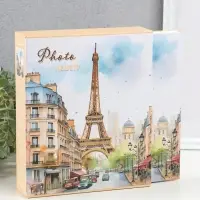 Фотоальбом на 80 фото 10х15 см "Улочка у Эйфелевой башни" в коробке 5х19х22,8 см